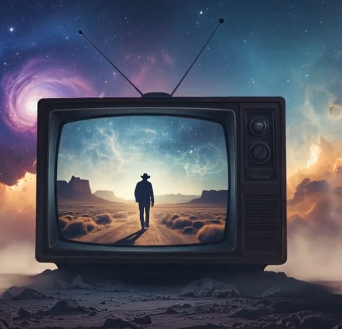 Cowboy Walking on TV